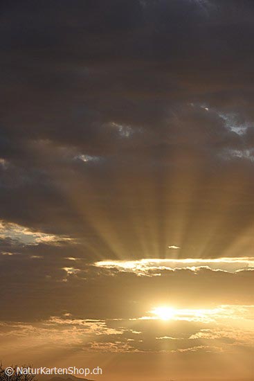 Foto:: Lichtstrahlen durchbrechen eine Wolkenschicht (Foto,Fotos,Bilder,Bild,)